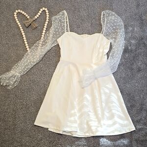 White Engagement Party Dress, Size Medium